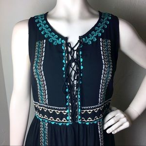 Monoreno Embroidered Black Maxi Dress